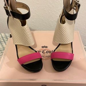 Juicy Couture Stilettos Size 8 pink crème black platform comfy